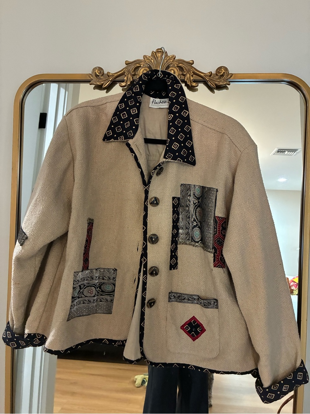 Cottagecore jacket with impeccable beaded and fabric detail